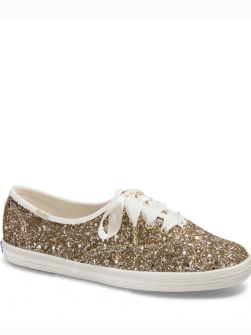 Keds x Kate Spade Champion Gold Glitter Sneakers Satin Laces Women’s 7.5